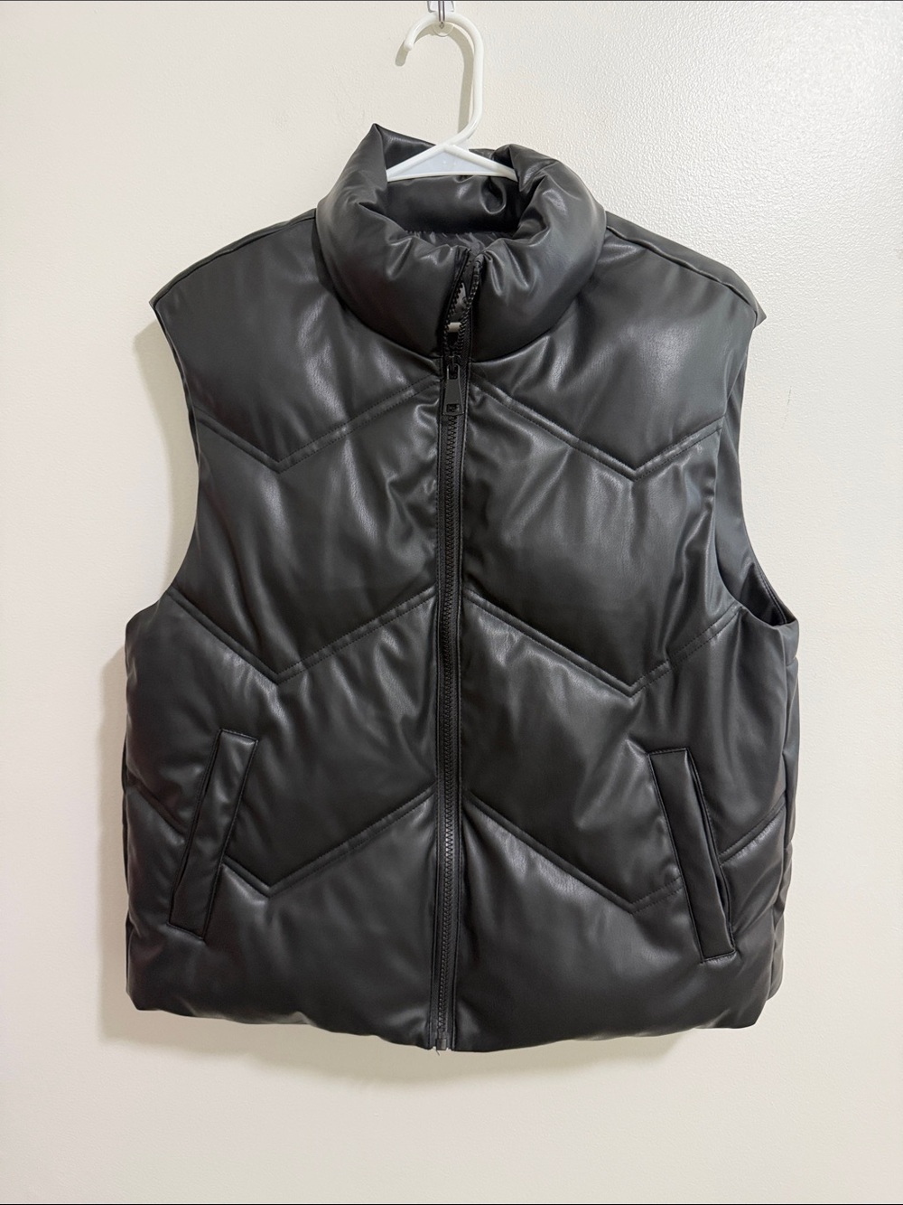 Ci Sono by Cavalini Black Faux Leather Puffer Vest Womens XL